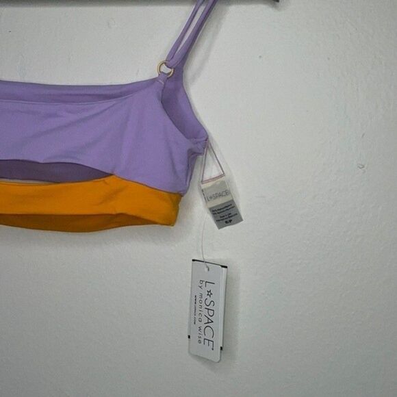 L*SPACE Womens Size Small COLOR BLOCK LILAC/MANGO KELLI TOP - Picture 3 of 6